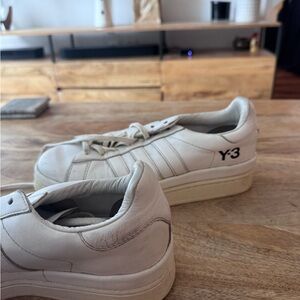 Y-3 Off-White Leather Low-Top Sneakers